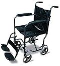 Aidapt Compact Transport Wheelchair con effetto martellato in acciaio nero (idoneo per IVA sollievo nel Regno Unito)