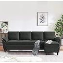 Sleepify Andrew 5 Seater Fabric RHS Sectional L Shape Sofa Set (Dark Grey)