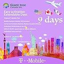 USA Canada Mexico Mobile Travel Plan(USA Travel sim Card): Flexible Days(9 Days Included), Unlimited Data/Calls/Texts, T-Mobile SIM (9-Days)