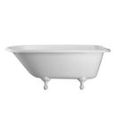 Chevington 57" x 30" Freestanding Soaking Cast Iron Bathtub w/ Faucet Cast Iron in Gray/White | 23.5 H x 57 W x 30 D in | Wayfair CHTUBSET27WHCPM