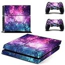 DOMILINA PS4 Skin Set Vinyl Decal Sticker for Playstation 4 Console Dualshock 2 Controllers - Purple Starry Sky