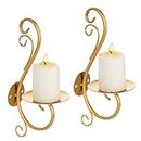 Sziqiqi Wall Candle Sconces Iron Vine Candleholder Wall Art Decoration Home Decoration Tealight Candle Stand Gold