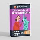 USA Travel Sim Card | Unlimited Internet Data | Unlimited Local Calls and SMS | T-Mobile (30 Days + Bonus Packing Cubes)