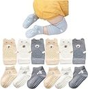 ISANPAN Unisex Baby Crawling Anti-Slip Knee Pads and Socks,Save Baby Knee and Ankle (Color A, 6-12 Months)