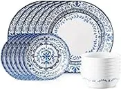Corelle Portofino Round Dinnerware Set for 6 | Service for 6, 18 Piece Set | Easy-to-Clean Plates and Bowls | Proudly Made in The USA | Triple Layer Strong Glass is Resistant to Chips and Cracks