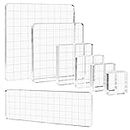 Briartw 7 Pieces Acrylic Stamp Block Clear Stamping Tools Set with Grid Lines for Scrapbooking Crafts Card Making,Clear Acrylic Stamp Block Kit with Grid Lines,Assorted Sizes,Thickness 8mm