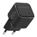 Magix USB C Plug 20w NANO, USB-C GaN Charger PD Power Delivery, for iPhone 15/15 Plus/15 Pro, 14/13/12-Mini/Pro/Pro Max/SE, AirPods Pro, iPad Pro, Galaxy(EUR PLUG)(BLACK)