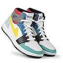Zixer High Ankle Sneakers Shoes for Boys Color Blocked Casual High Top Shoes for Men High Tops for Men Yellow, 10 UK