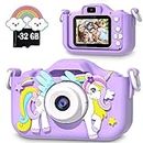 Colofree Kids Camera, Kids Digital Camera for 3 4 5 6 7 8 9 10 11 12 Year Old Boys/Girls, Toddler Camera Christmas Birthday Festival Gifts, Kids Camera Toys with 32G SD Card (Purple-A03)