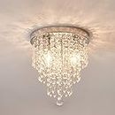 GDLMA Raindrop Crystal Chandelier,Flush Mount Ceiling Light for Bedroom, Living Room, Dining Room (Round 3 Lights E12)