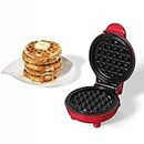 Starfrit Electric Mini Waffle Maker - 4" Non-Stick Cooking Surface - Easy to Use & Clean - Red - 350W