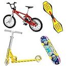 QINIFIFY Mini Vélos, 4 Pièces Planches À roulettes de Doigt Kit Finger Skateboard Bicyclette de Doigt Scooter de Doigt Planche de Balançoire des Doigts Mouvement Jouets Jeux pour Enfants Cadeau