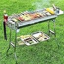 Livzing Foldable Charcoal Bbq Grill Set - Stainless Steel, Easy To Assemble & Clean - Perfect Barbeque Set For Home & Outdoor Use - Charcoal Barbeque Grill With Storage Shelf And Hooks - Free Standing