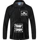 yunzhenbusiness Adult Windbreaker Jacket Customize Your Logo Long Sleeve Shirts Workwear Jackets Outdoor Team Work Uniform Unisex (Black-XL)
