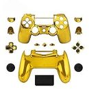 Full Housing Shell Case Cover with Buttons Mod Kit For PS4 Pro Slim For Sony Playstation 4 Dualshock 4 PS4 Slim Pro JMD-040 Wireless Controller Replacement (Chrome Gold)