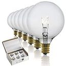 25 Watt Wax Warmer Bulbs for Full Size Scentsy Warmer & Scentsy Burner -25WLITE Replacement Light Bulbs. Incandescent E12 Socket w/Candelabra Lead Free Base, Clear G16.5 (G50) -Pack of 6