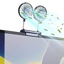 THRRLY Desktop Fan, Monitor Clip on Fan with 2 Fan Heads, 3 Speeds Office Desk fan USB Powered Cooling Fan with Sturdy Adjustable Clamp, Strong Wind Quiet Personal USB Small Fan for Laptops, Desktop.