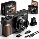 Digital Cameras 4K 56MP 16X Compact Video Camera with 2 Batteries for Beginner