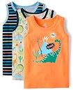 The Children's Place Baby Toddler Boys Sleeveless Tank Top, Dino Print 3-Pack, 3T