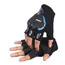 Auto Hub Bike Riding, Cycling Sports Gloves for Men & Women-(Material: Polyester, Nylon Color: Blue, Half Finger Gloves -Large, 1 Set)