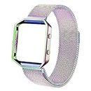 Wongeto Metal Band Compatible with Fitbit Blaze Bands with Metal Frame,Stainless Steel Mesh Loop Adjustable Wristband Replacement Strap for Women Men Compatible with Fitbit Blaze (Multi-Color)
