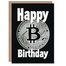Artery8 Birthday Card Crypto Currency Black Bold Simple Design For Him Man Male Dad Brother Son Papa Grandad Greeting Card