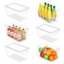 Vtopmart 6 PCS Clear Plastic Storage Bins, Pantry Organizer Containers with Handle for Refrigerator, Fridge, Cabinet, Kitchen, Countertops, Cupboard, Home Organization and Storage, XL