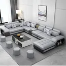 MINGDIBAO Fabric Sofa Set Furniture Living Room Sofa Set with USB and Stools / Big U Shape Cloth