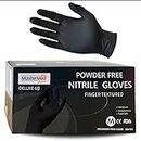 Mastermed Deluxe Nitrile Gloves 6.0g, Powder-free, Latex-Free, Natural Rubber, Disposable, Food Safe, Cleaning, Examination, Tattoos, Industrial, General use - (100 pcs, Black, Small)