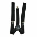 25mm Wide Black Braces Heavy Duty Suspenders Adjustable Unisex Office Trousers