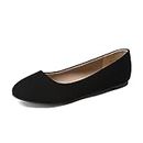 DREAM PAIRS Women's Sole-Simple Black Nubuck Ballerina Walking Flats Shoes - 11 M US
