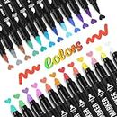 Amitasha Dual Tip Brush Marker Paint Metallic Color Pens for Rock Painting, Wood, Canvas, Stone, Glass, Ceramic Surface DIY Crafts Art Supplies - Pack of 12 Pens