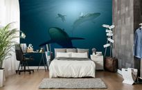 3D requin de mer A048 animal papier peint mural auto-adhésif amovible Wendy