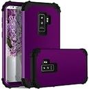 Phone Case for Samsung Galaxy S9 Plus Hard Cover Shockproof Soft Silicone Bumper Hybrid Three Layer Heavy Duty PC Protective Cell Accessories Glaxay S9+ 9S 9+ S 9 9plus S9plus Cases Women Dark Purple