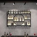 EYLINK Modern Metal Wall Mounted Wine Display Rack, Bar Unit Floating Shelves, Wall-Mounted Wine Racks, Glass Rack Iron Display Stand Wine Holder With Shelves, For Home, Restaurant, Bars (Color :