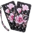 LEMAXELERS iPhone 14 Pro Phone Case iPhone 14 Pro Cover 3D Pink Flower PU Leather Flip Notebook Wallet Case Magnetic Stand Card Slot Folio Bumper Case for iPhone 14 Pro,BX Pink Flower