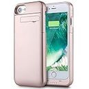 Iphone 8 ,Iphone 7 ,Iphone 6S / 6 Battery Case, 4000mAh Protable Rechargeable Extended Charging Backup Battery Case with Kickstand (Rose Gold)