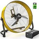 Airvention 15600mAh Rechargeable Battery Operated Floor Fan, 16 inch Yellow Industrial High Velocity Drum Fan, Shop Fan for Camping Gym Garage Outdoor Indoor, AI-F601Y