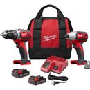 Milwaukee M18 Li-Ion Compact Cordless Power Tool Set, 1/2in. Drill/Driver &
