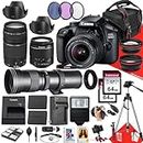 Canon EOS 4000D / Rebel T100 DSLR Camera with Canon EF-S 18-55mm F/3.5-5.6 DC III Zoom, EF 75-300mm f/4-5.6 III and 420-800mm f/8.3 HD Lens + 128 GB Memory + Filters + More (34pc Bundle)