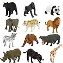 Fun Gift Toddler Zoo Animals Games Toys for Kids, 12 Piece Plastic Animal Figures, Realistic Toy Set for Kids Include Lion, Panda, Tiger, Perfect for Education, Gifts for Kids 3+ Years Boys Girl