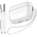 MHYALUDO Airpods Pro 2nd/1st Generation Case Cover, Compatible with Airpods Pro Case 2nd Gen USB C Charging Port, Clear Soft Transparent Military Grade Shockproof Case, Clear White