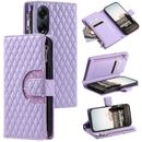 For OPPO A98 Glitter Lattice Zipper Wallet Leather Phone Case cover shell
