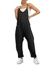 Trendy Queen Black Womens Jumpsuits Casual Summer Outfits Pants Rompers Dressy 2024 Sexy Loose Overalls Jumpers Comfy Maternity Clothes