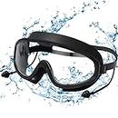 Proberos® Adult Swim Goggles Swimming Cap Unisex Professional Swimming Goggles with Intergrated Ear Plugs, Anti-fog Diving Goggles Swimming Goggles Anti Fog Swim Goggles for Surfing, Kayaking, Black
