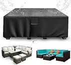 SIRUITON Large Garden Furniture Covers,250x250x90cm Waterproof with Air Vent ,420D Heavy Duty Patio Furniture Cover for outside Rectangle/Rectangular Table and Chair Set,rattan furniture set