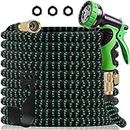 LJHYCYHT　Expandable Garden Hose 100ft, Flexible Garden Hose with Solid Brass Shut Off Valve and Double Latex core, with 10 Function Nozzle Water Pipe,Lightweight　Kink Free Retractable Garden Hose