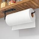Paper Towel Holder Under Cabinet - Both Available in Adhesive and Drilling - Black Paper Towel Holder Wall Mount - Upgraded Aluminum Paper Towel Rack for Kitchen, Bathroom
