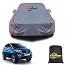 GARREGE® Waterproof Car Cover for Tata Nexon with Free Storage Bag Leather Coated Exterior Inner Heavy Fabric Blue Piping Desing Lifetime Lasting with Full Bottom Elastic