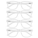 WEMOOTANTS 4 Packs Reading Glasses Stylish Square Readers for Men and Women 1.0 1.25 1.5 1.75 2.0 2.25 2.5 2.75 3.0 3.5 4.0 (Clear,200)